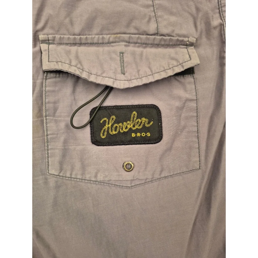 Howler Bros Mens Gray Purple Floral Embroidered Board Shorts Sz 36 Nylon Blend